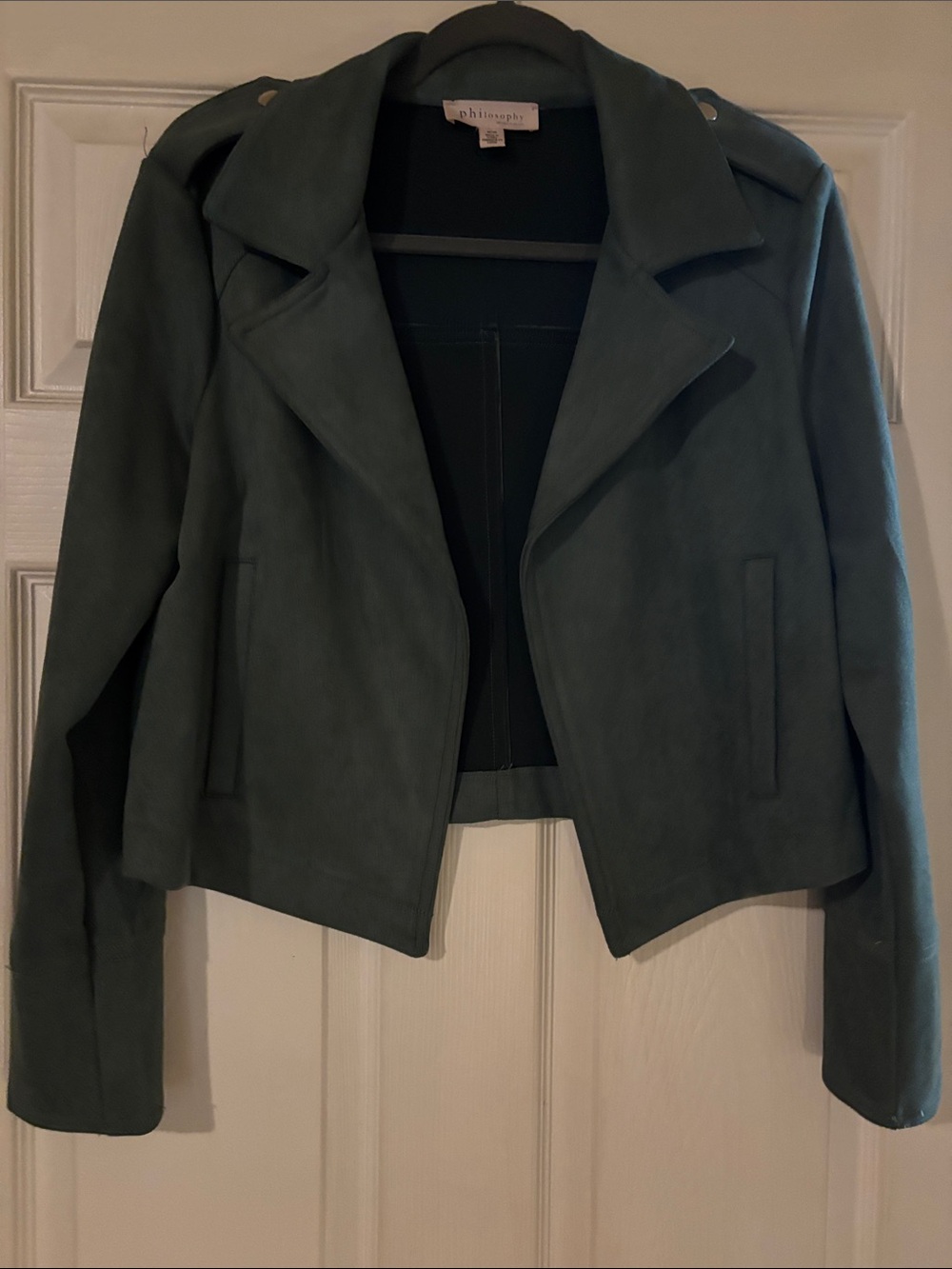 Philosophy Basil Green Suede Moto Jacket